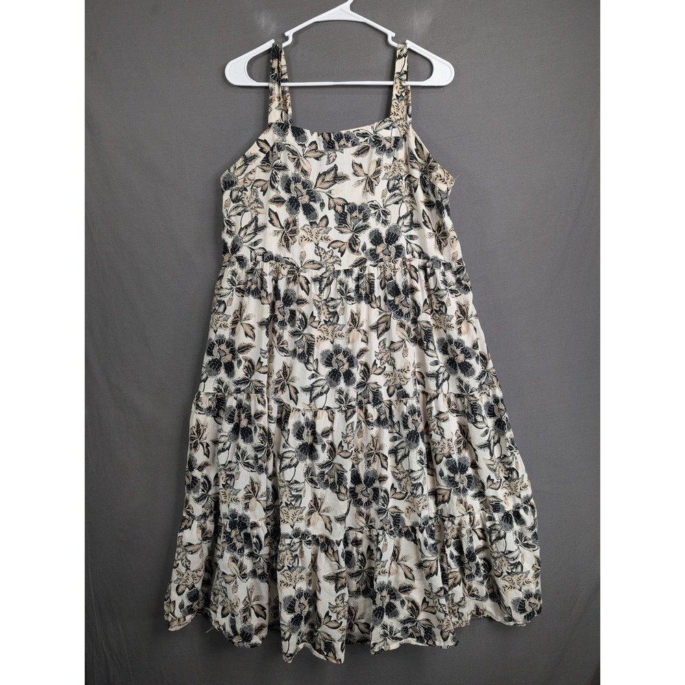 Old Navy Sleeveless Tiered White Floral Midi Dress Large 581878-00